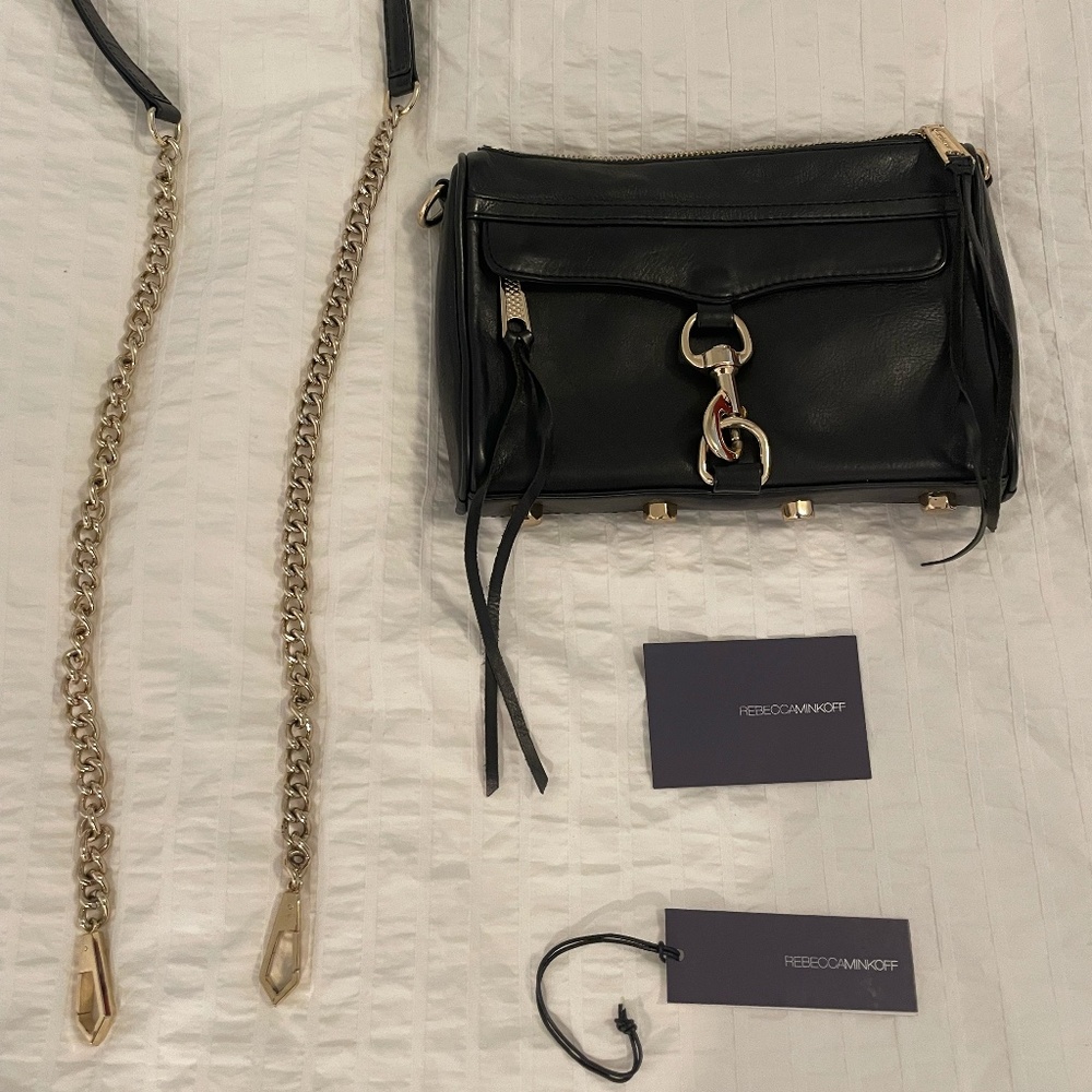 Rebecca Minkoff Mini Mac Black and Gold Bag